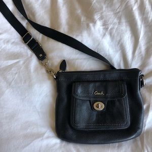Coach black leather crossbody purse